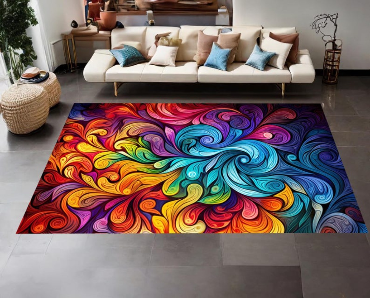 Printed Rug Abstract - Alfombra Moderna con Diseño Abstracto Ondulado
