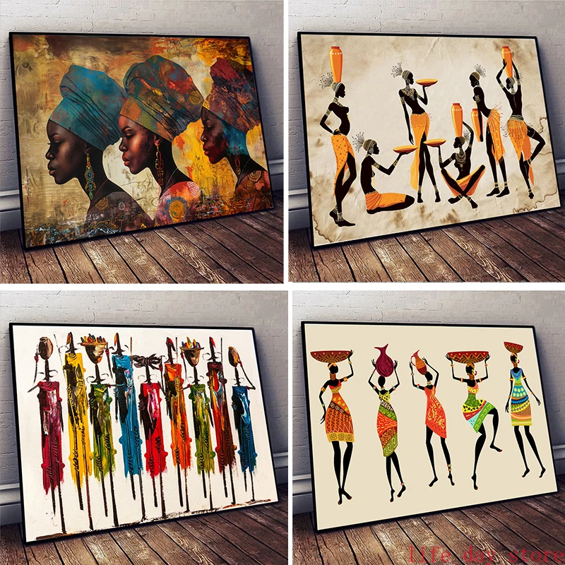 Interior Design Modern - Pintura en lienzo de mujer negra