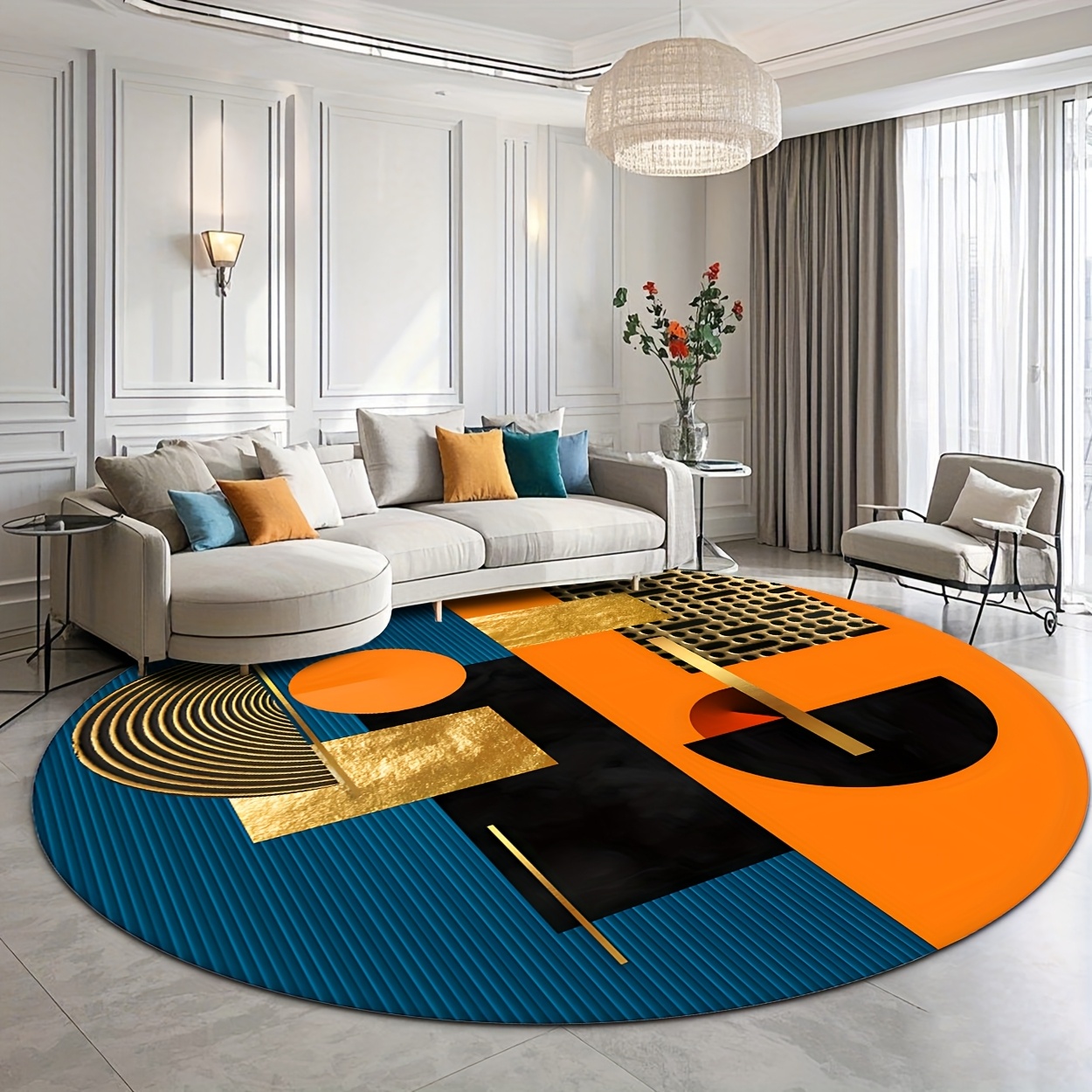 Printed Rug Abstract - Alfombra Redonda de Lujo con Diseño