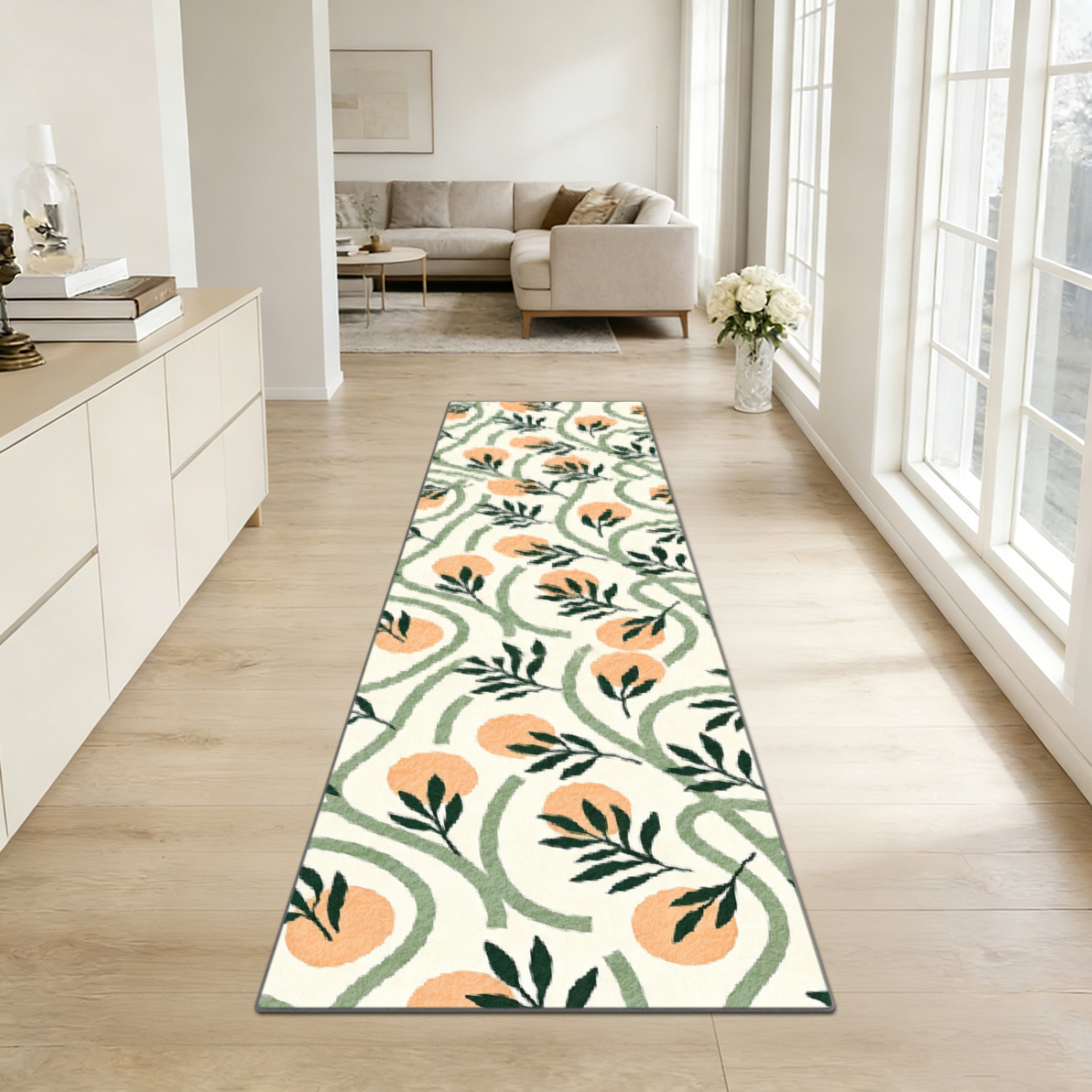 Printed Rug Abstract - Alfombra de pasillo larga estilo boho