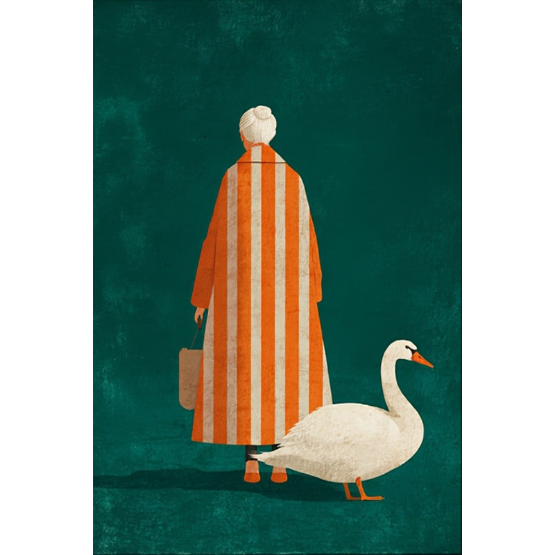 Interior Design Modern - Figura en naranja, póster de rayas