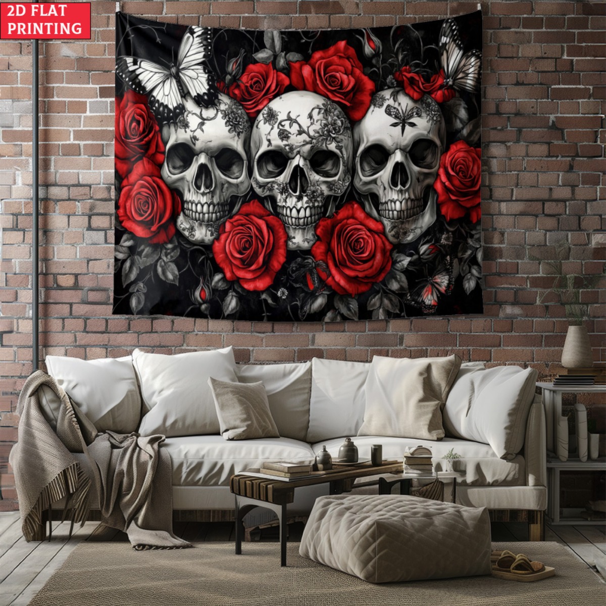 Tapiz gótico de calavera y ros - Interior Design Modern reseña y precio