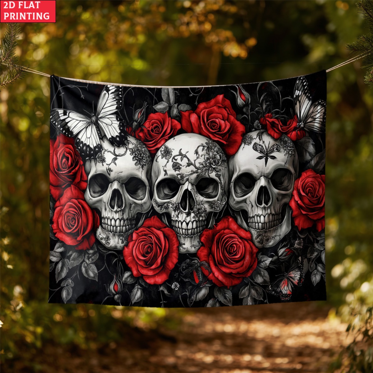 Tapiz gótico de calavera y ros - Interior Design Modern reseña y precio